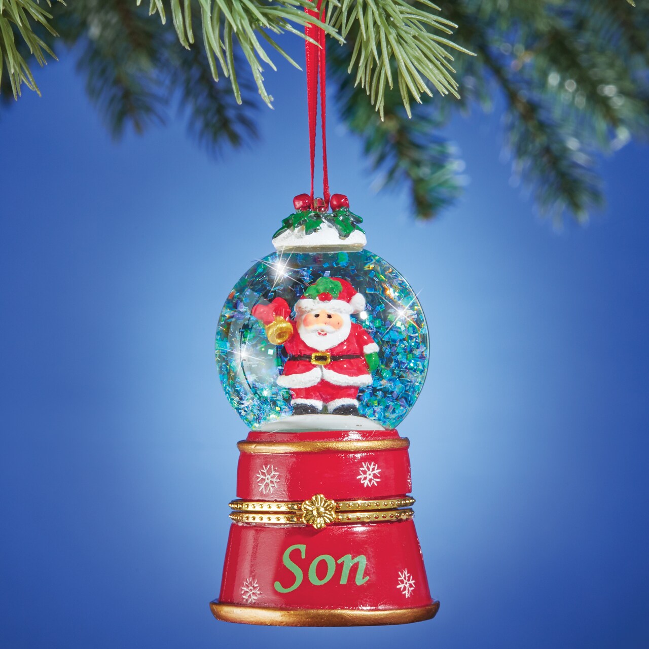 Collections Etc Children and Grandchildren Snow Globe Trinket Ornaments